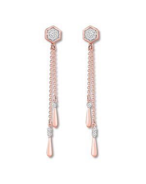 Kay Jewelers Diamond Geometric Drop Earrings 1/5 ct tw Round 10K Rose Gold Wedding Earring photo