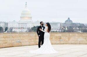 Wedding First Look With US Capitol in Background
