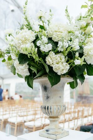 White Hydrangea and Delphinium Ceremony Accent