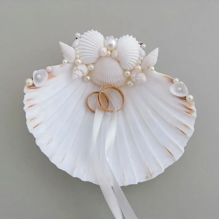 Shell ring bearer pillow for beach wedding