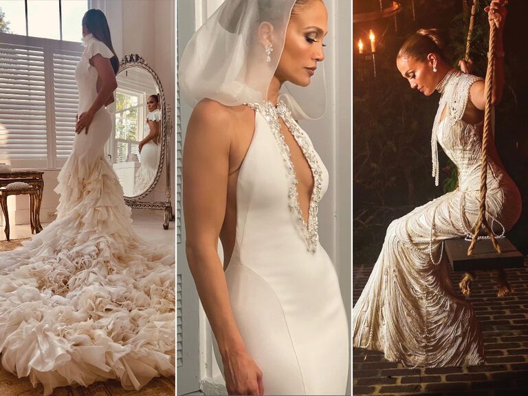 Jennifer Lopez's three Ralph Lauren wedding dresses from marriage to Ben Affleck