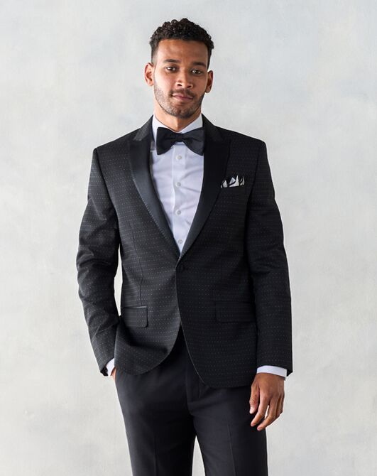 The Black Tux Onyx Dot Peak Lapel Jacket Tuxedo Black Tuxedo - 3