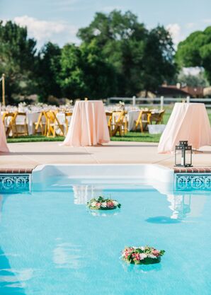 Floating Flower Arrangements in Pool