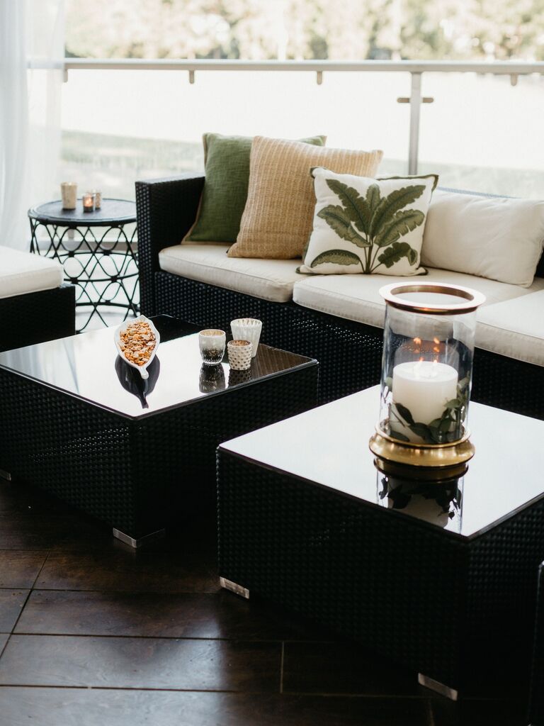 Lovely and cozy neutral-toned relaxation area.