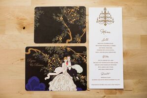 Gold Chandelier-Decorated Menu Card