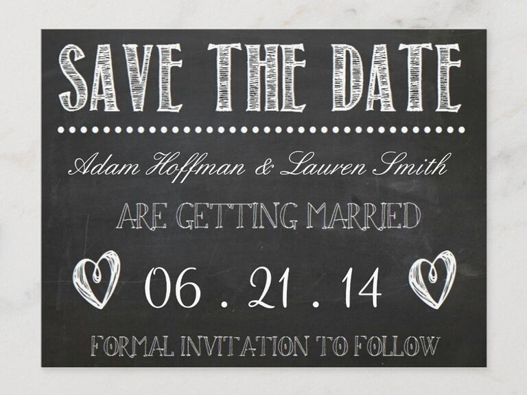 Chalkboard design with event details in playful white type
