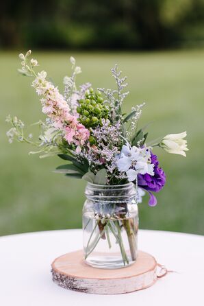 Wildflower-Filled Mason Jar Rustic Centerpieces