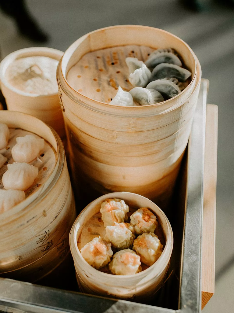 A collection of steamer baskets overflowing with mouthwatering dim sum.