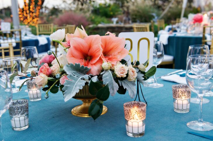 Coral Amaryllis Centerpiece