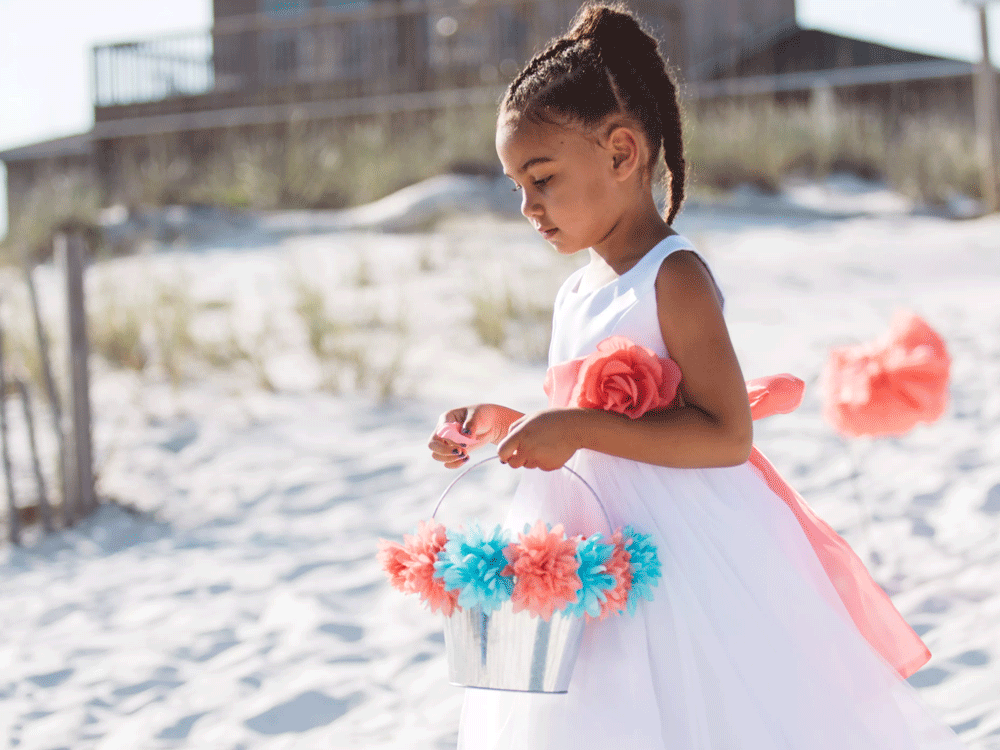 Flower Girl Half Up Wavy Braid in Pink