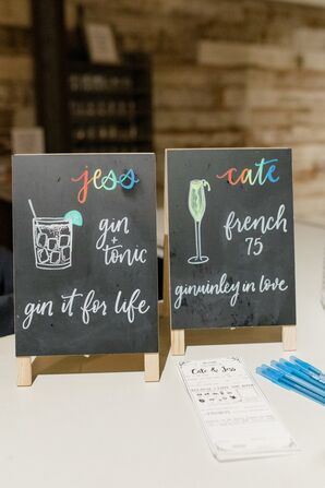 Chalkboard Signature Cocktail Menu With Rainbow Accents