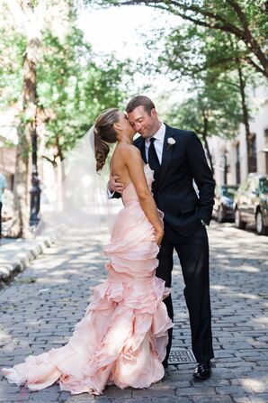 Pink Ruffled Leanne Marshall Wedding Dress