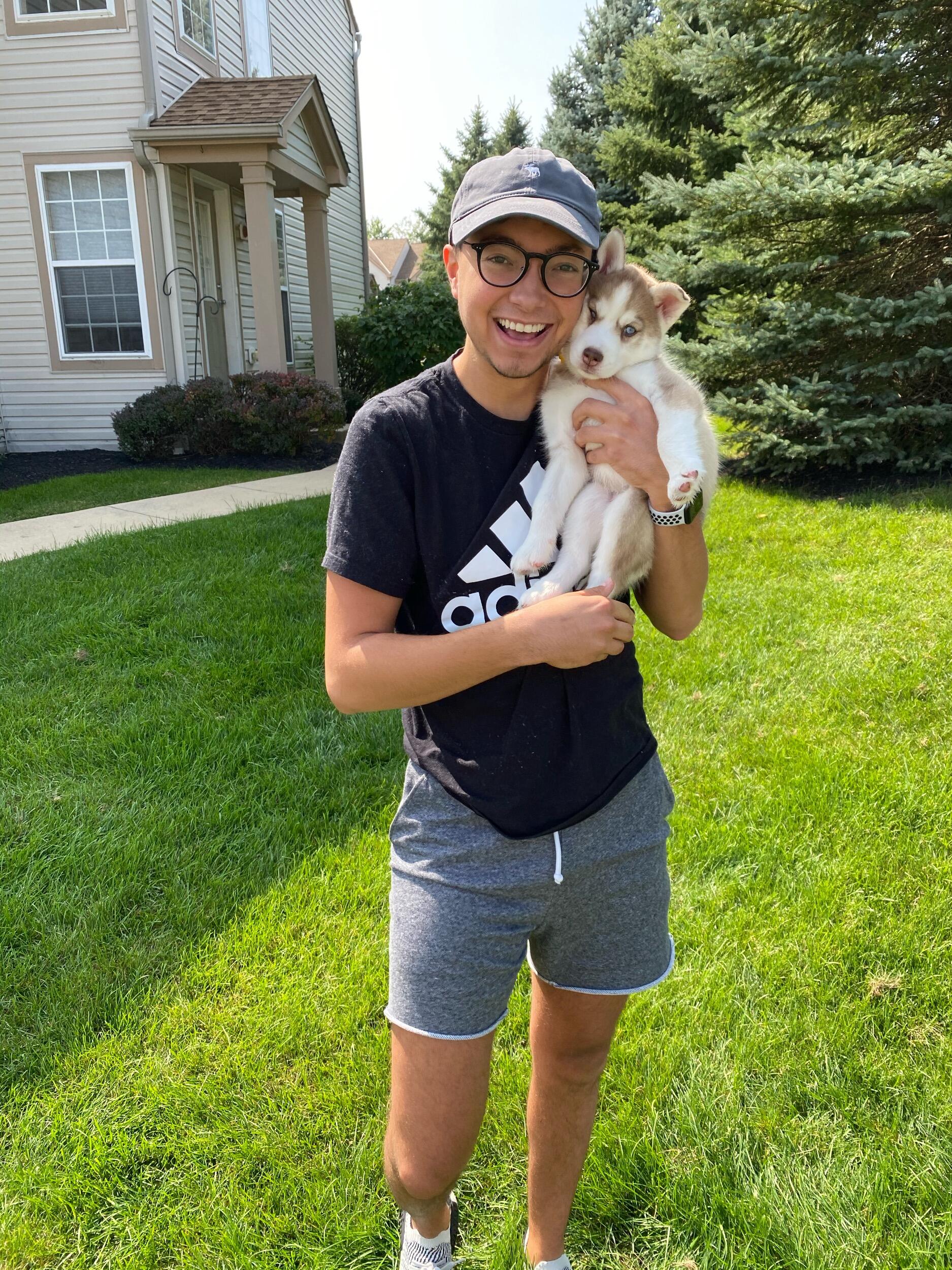 They adopted a husky puppy, Bayley, joining Sasha, and the two began building a life together - raising their dogs, renovating Kevin’s townhouse, and eventually moving in under the same roof.