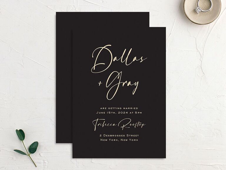 Bold background modern wedding invitation design budget friendly 