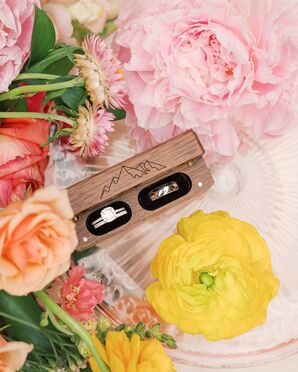 Wood Ring Box With Mountain Decoration