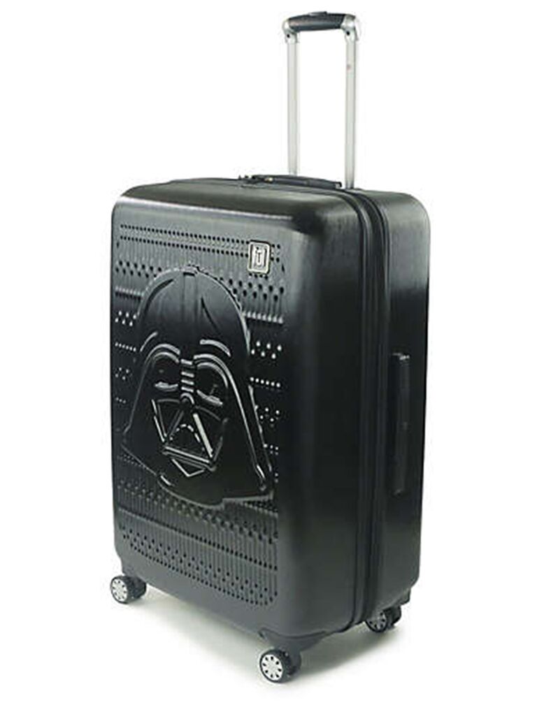 Black suitcase with Darth Vader detailing on front