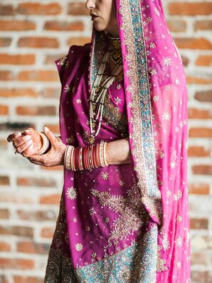 Traditional Pink and Gold Lehenga Ceremony Attire