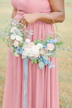 Modern Hoop Bridesmaid Bouquet for Wedding at Larkin’s Sawmill in Greenville, South Carolina