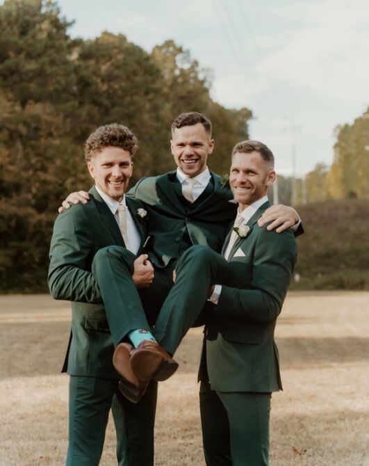 Suit Shop Men's Dark Green Suit Tuxedo - 2
