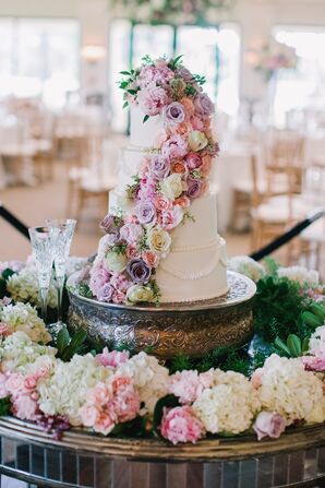 Buttercream Cake with Cascading Pastel Roses and Piped Pickups