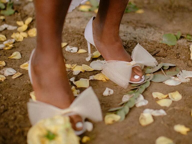 whimsical bow-topped bridal heels for one of the best wedding shoes for brides