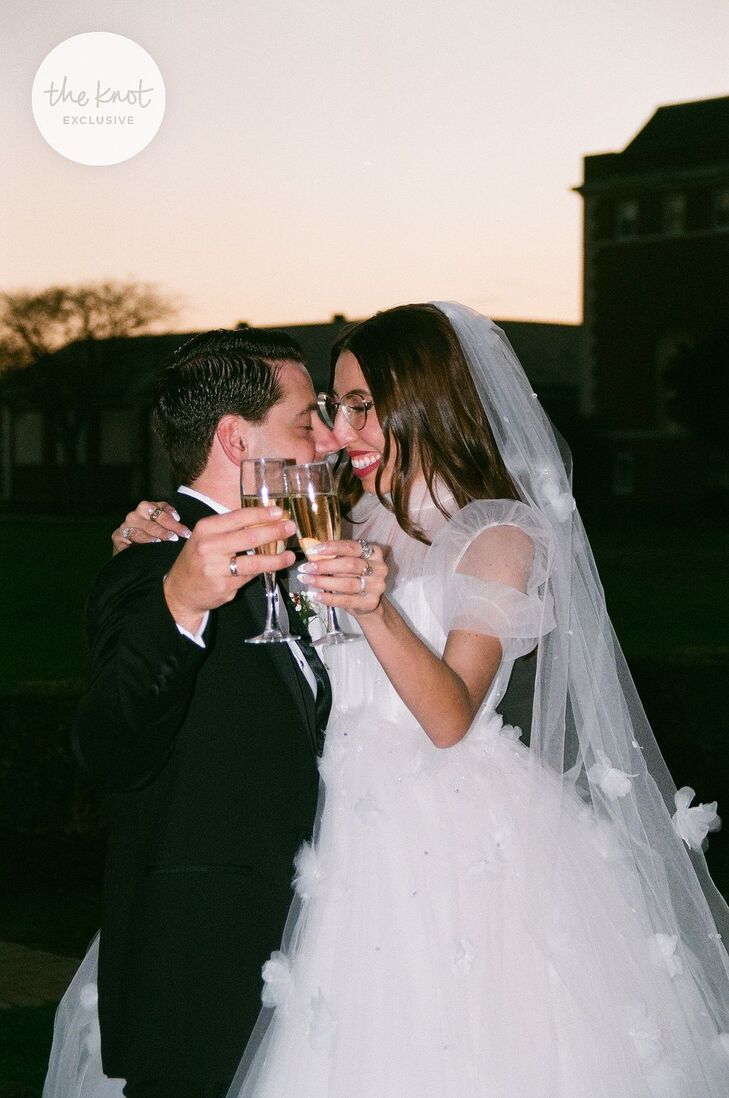 Influencer Caroline Vazzana Toasting Husband With Champagne at Wedding