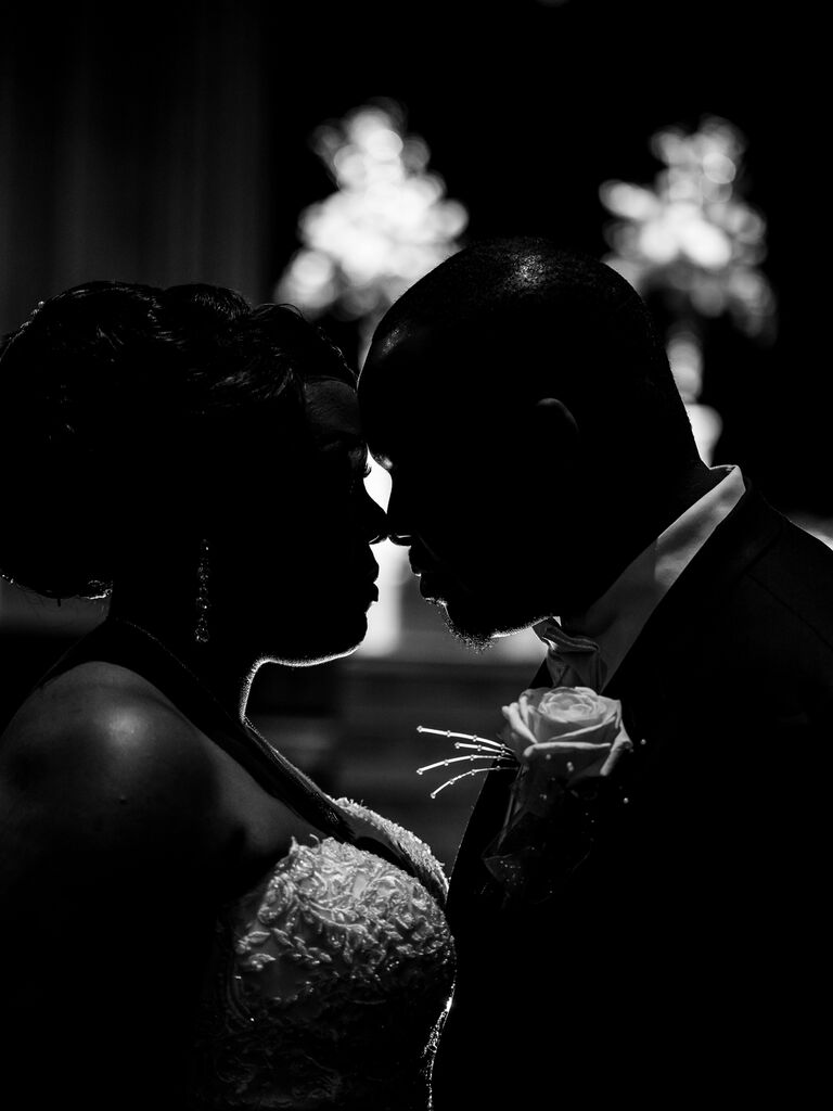close up of couple touching faces
