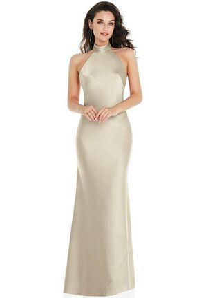 Dessy Group Scarf Tie High-Neck Halter Maxi Slip Dress - 8223 Halter Bridesmaid Dress