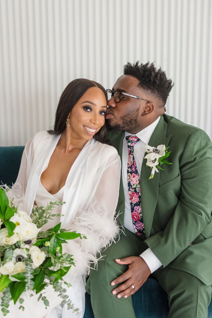 Couple Poses for Photo After Elopement Ceremony