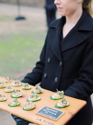 Passed Appetizers on Wood Serving Board