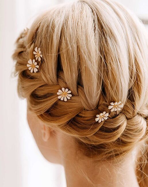 AW Bridal AW BRIDAL Wedding Hair Pins Flower Hair Clips Babys Breath Hair Pieces Gold Bridal Hair Accessories for Women Girls, 6 Pcs Gold Pins, Combs + Clip - 2