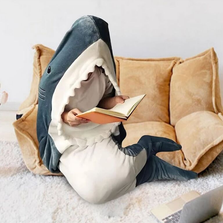 A shark-shaped blanket for kids from Etsy