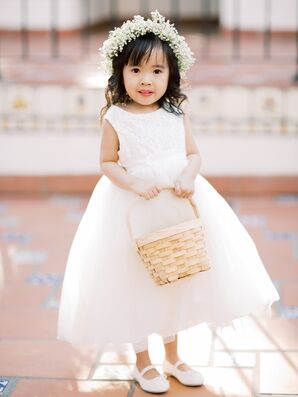 Flower Girl in Tulle Dress for Wedding at Rancho Las Lomas in Silverado, California