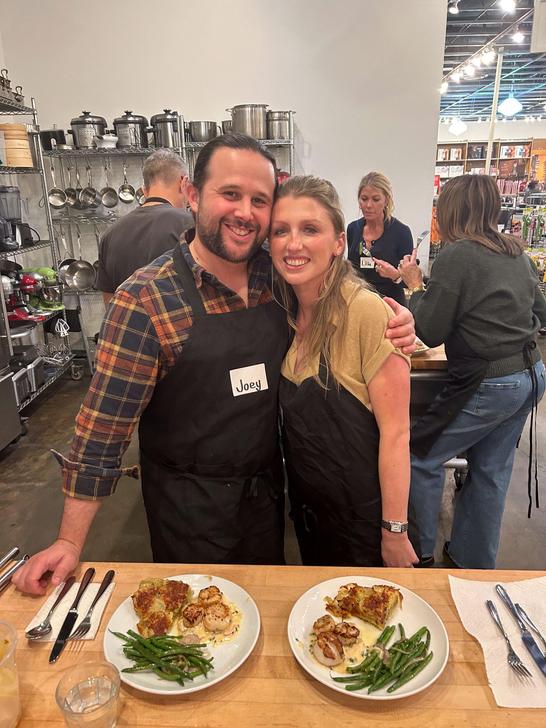 Merry Christmas Joey! Making scallops at a cooking class.