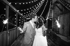 Rustic Patio With String Lights at the Barn at Valhalla