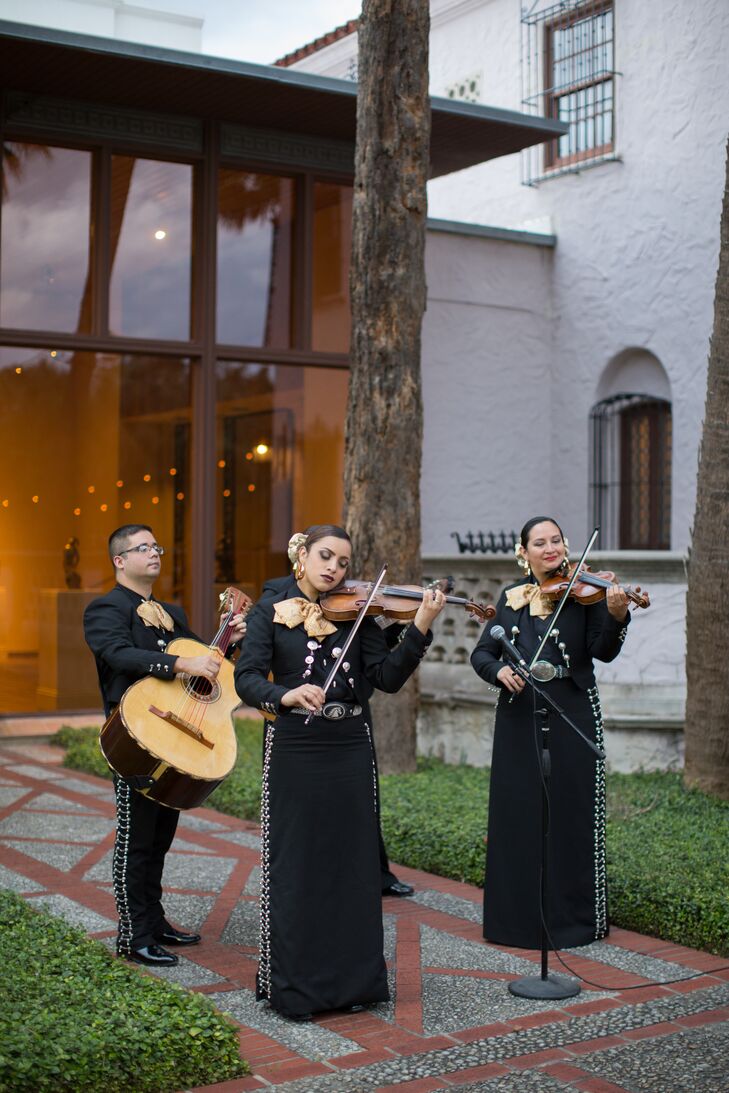 “We wanted mariachi to play throughout the ceremony, then start playing as soon as we kissed,” Alicia says. “Mariachi [bands] are so joyous and fun that we wanted our exit to be the kick-off to the party.”