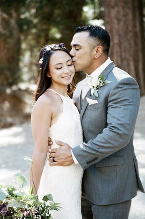 Bohemian Lace Halter Wedding Dress