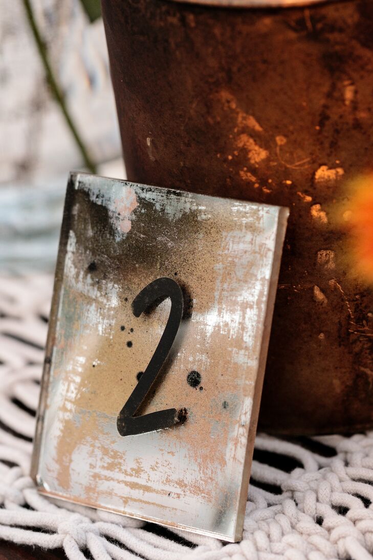 Silver Mirror Table Numbers