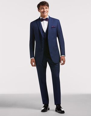 MEN’S WEARHOUSE Calvin Klein Blue Performance Wool Suit Blue Tuxedo