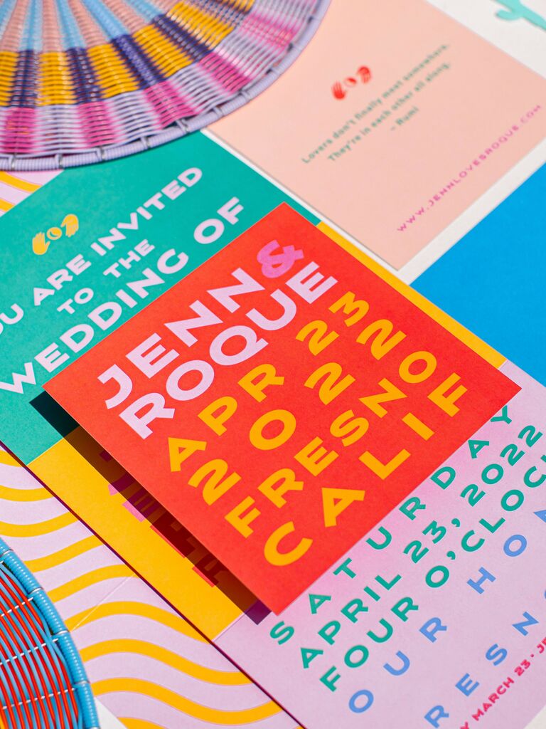 Colorful wedding stationary for your maximalist wedding