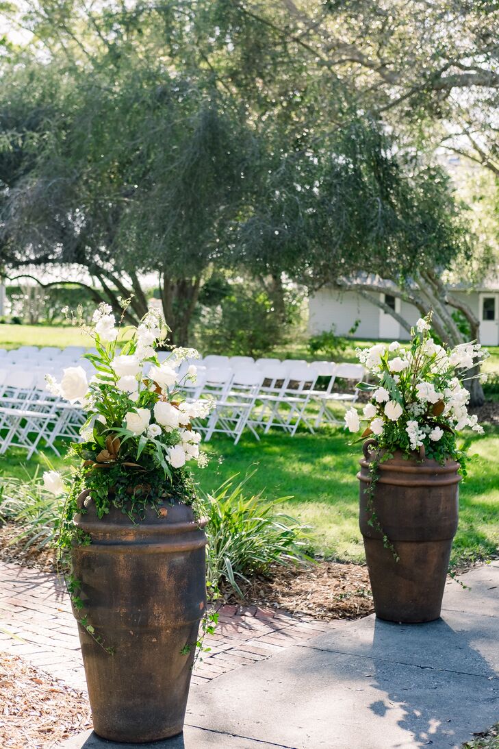 Casual Flower Arrangements with White Flowers and Greenery