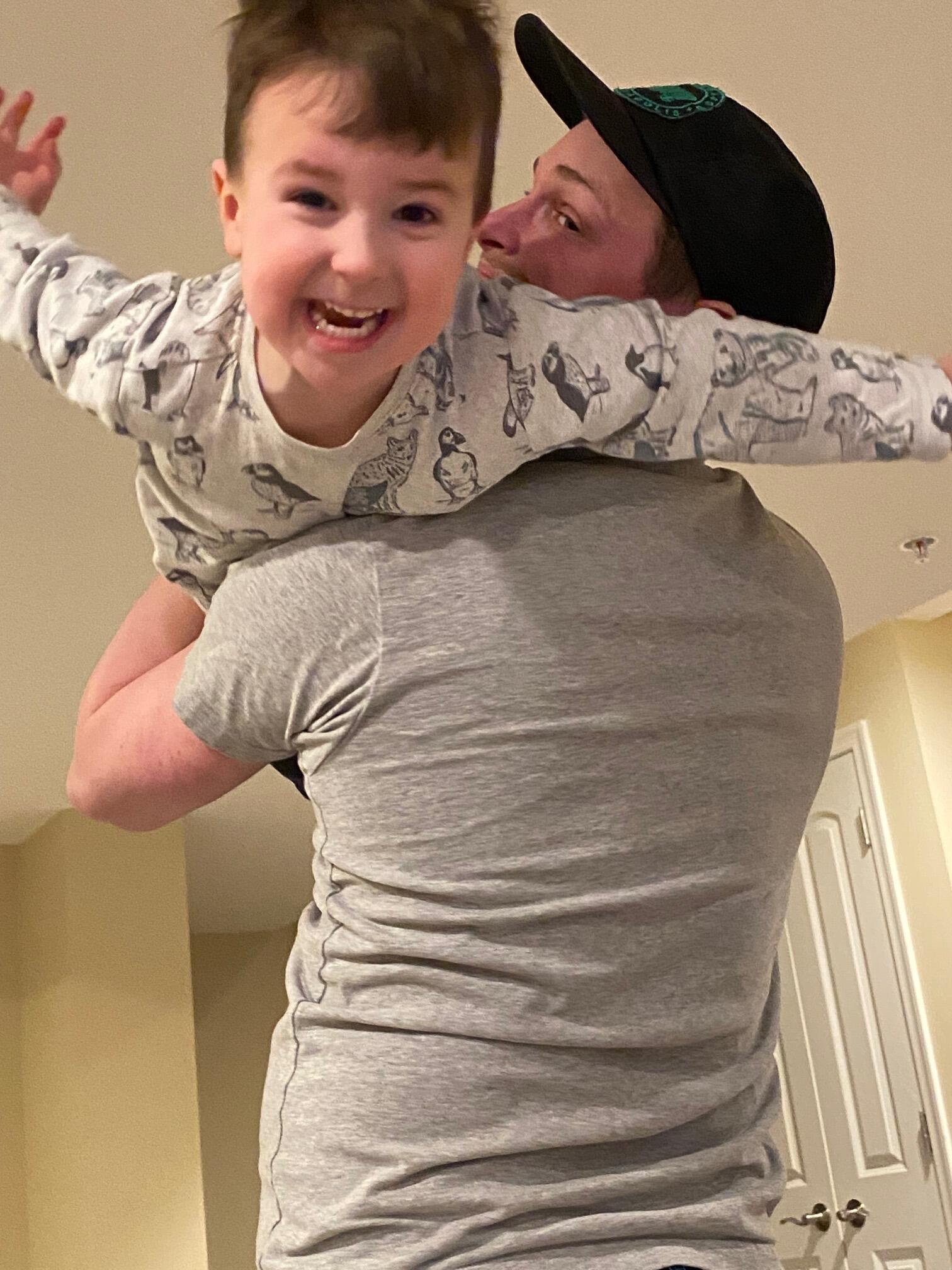 Our first visit to see the Dowlings in PA, and Ryan's first of many times "flying" with Uncle Arthur. :)