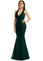 Dessy Group Plunge Neckline Cutout Low Back Stretch Satin Mermaid Dress - CS106 Halter Bridesmaid Dress - thumbnail - 1
