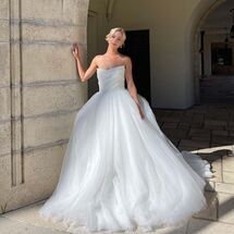 Bride in floaty chiffon ball gown