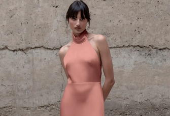 satin midi dress with halter neck