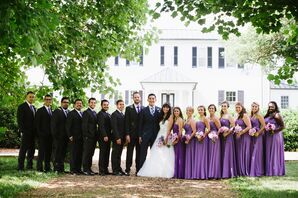 Wedding Party in Purple and Gray for Spring Wedding