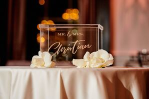 Acrylic Card Box for Reception at The Gramercy at Lakeside Manor in New Jersey