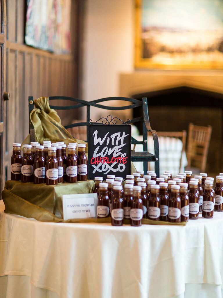 BBQ sauce gift idea for engagement party. 