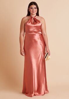 Birdy Grey Monica Dress Curve in Terracotta Halter Bridesmaid Dress