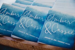 Blue Watercolor Programs with Hand-Lettered Script